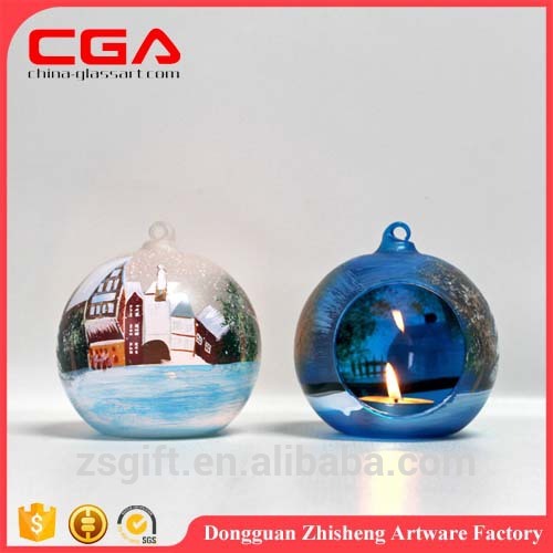 On sale glass hanging christmas ornament Stock glass ball christmas hanging glass ball candle holder