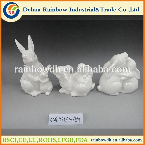 lovely white glazed wholesale porcelain easter rabbit