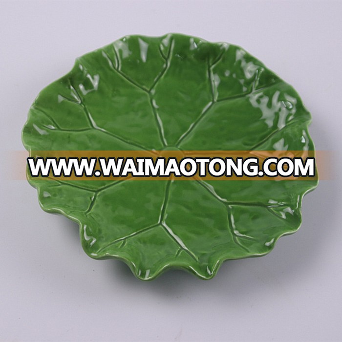 Factory sale round leaf shape ceramic plates