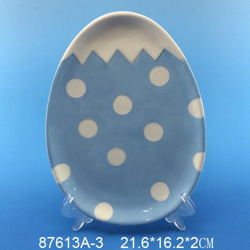 New design Easter Ceramic candy Plate with egg shape