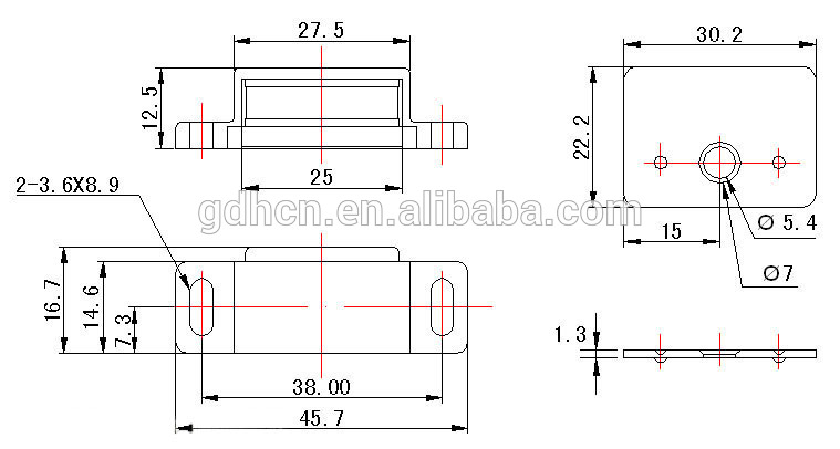 High quality white plastic cabinet door catch with plate