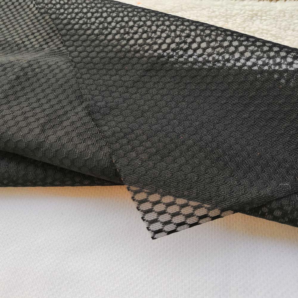 New design 100% Polyester Black square jacquard mesh Hexagonal mesh fabric for sport shoes cloth