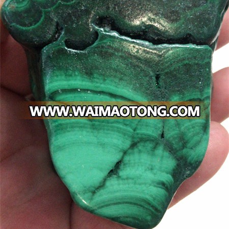 Polished natural green malachite rough slice