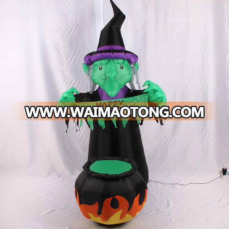 1.8m inflatable green witch halloween yard decoration