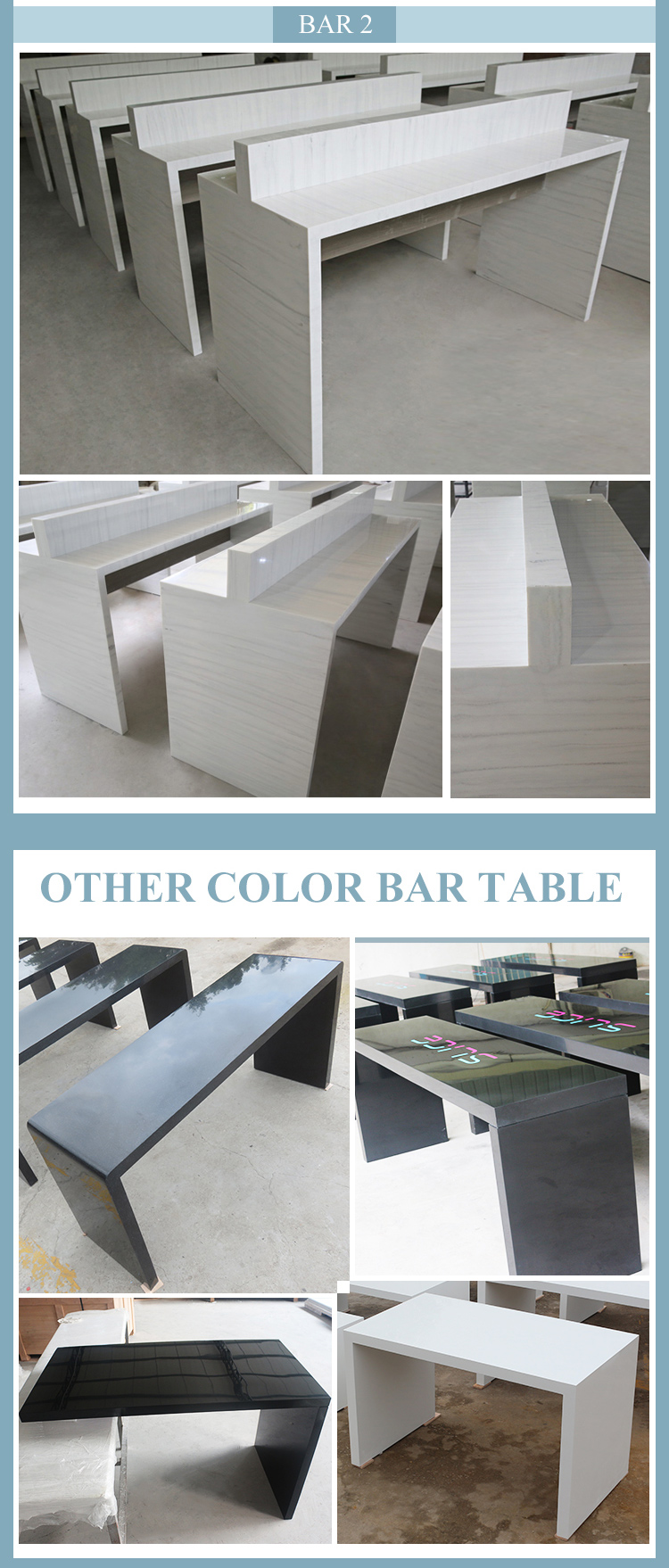 Popular multi-function dining table solid surface bar counter for home use