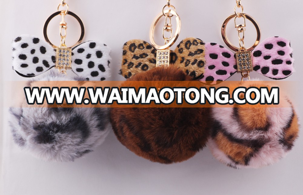 leopard print llaveros marvel pompom fur pom pom pon plush keychain custom metal keyring jordan funko pop promotional keychain