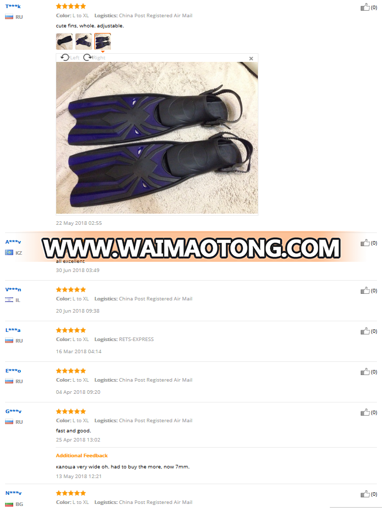 Open Heel Adjustable Strap Long Black Rubber Deep Sea Snorkeling Long Diving Fins