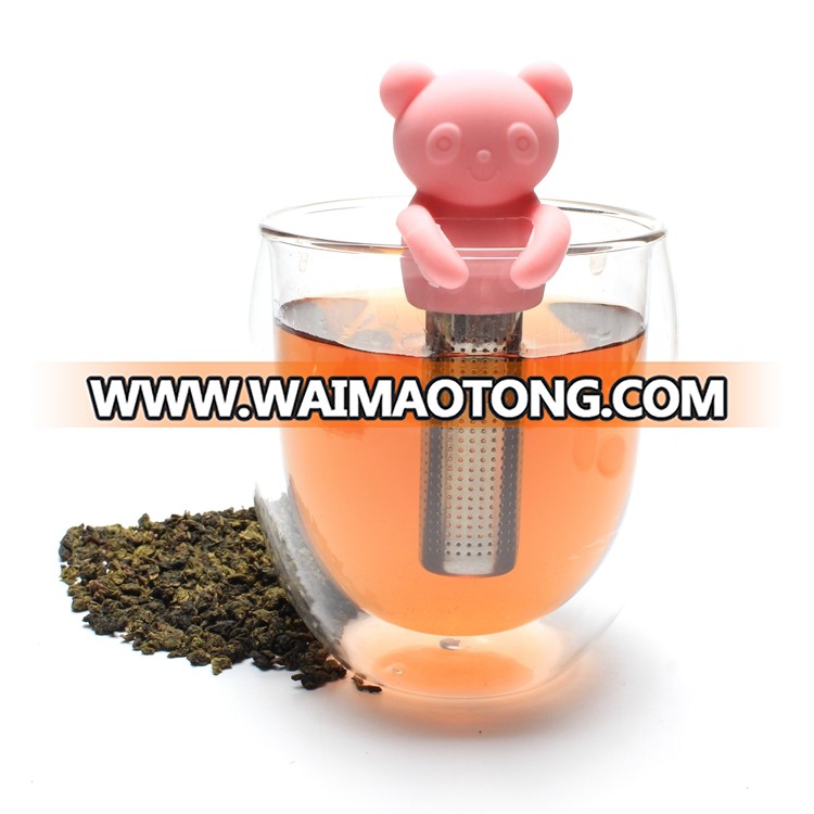 New arrival silicone bear shape Tea Infuser Stainless Steel stick strainer Food Grade gift