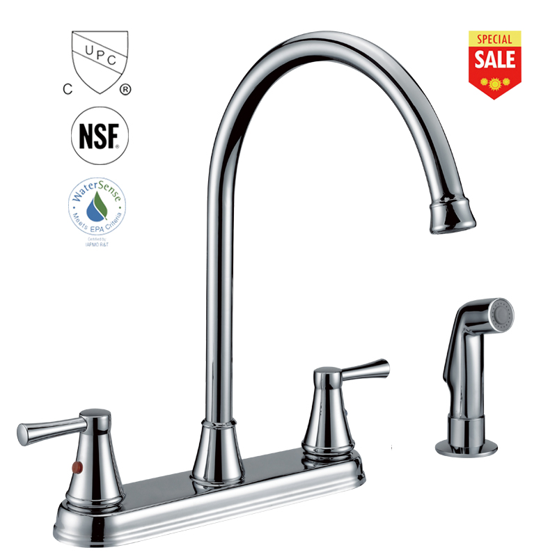 upc Windemere 2-Handle Kitchen Sink Faucet with Side Sprayer in Matching Finish Stainless