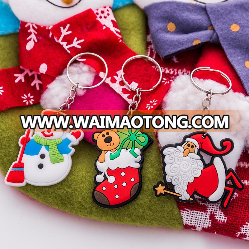 Wholesale Christmas gifts Christmas socks shape key ring custom silicon key chain