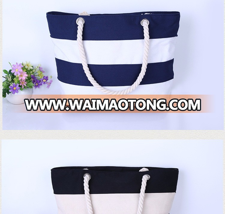 2016 new design canvas beach bag for women