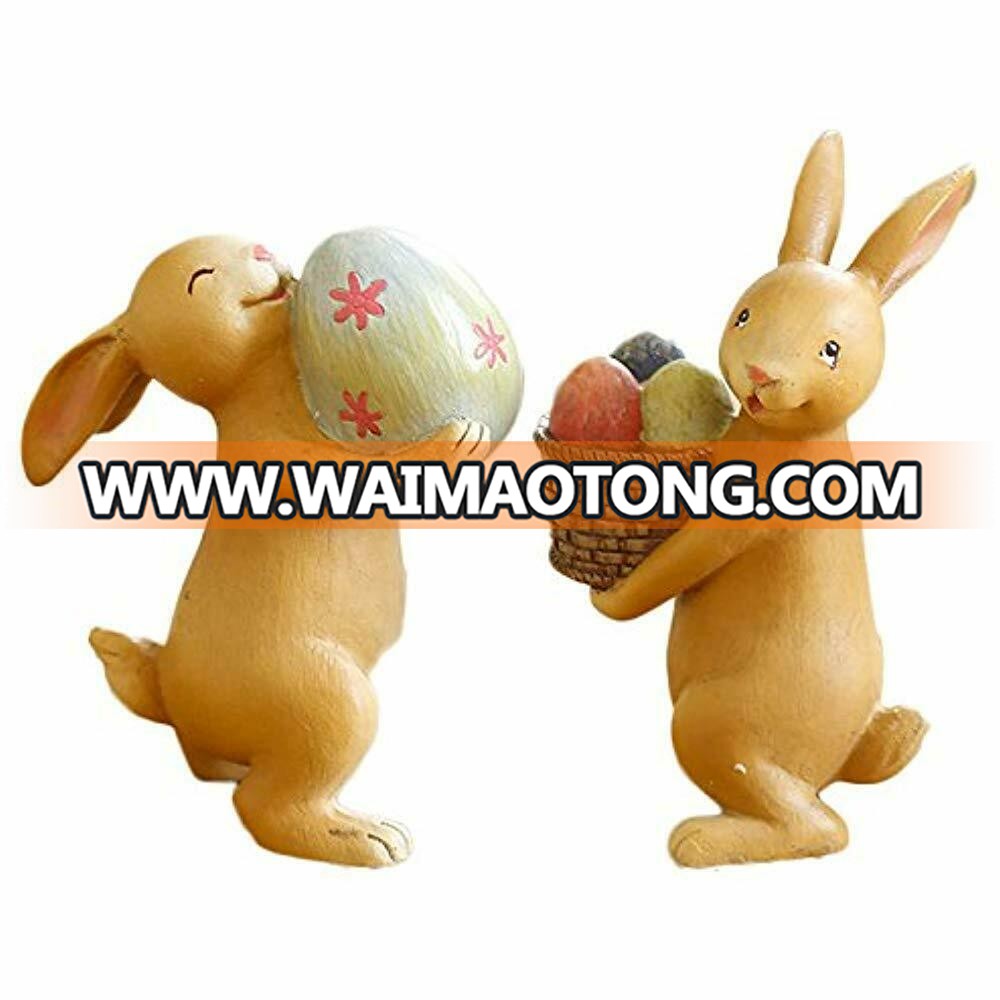 Resin Collectible Figurines Bunny Decorations Spring Easter Decors Tabletopper