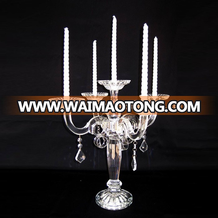 5 Arms Crystal Table Top Candelabra for Wedding Decoration