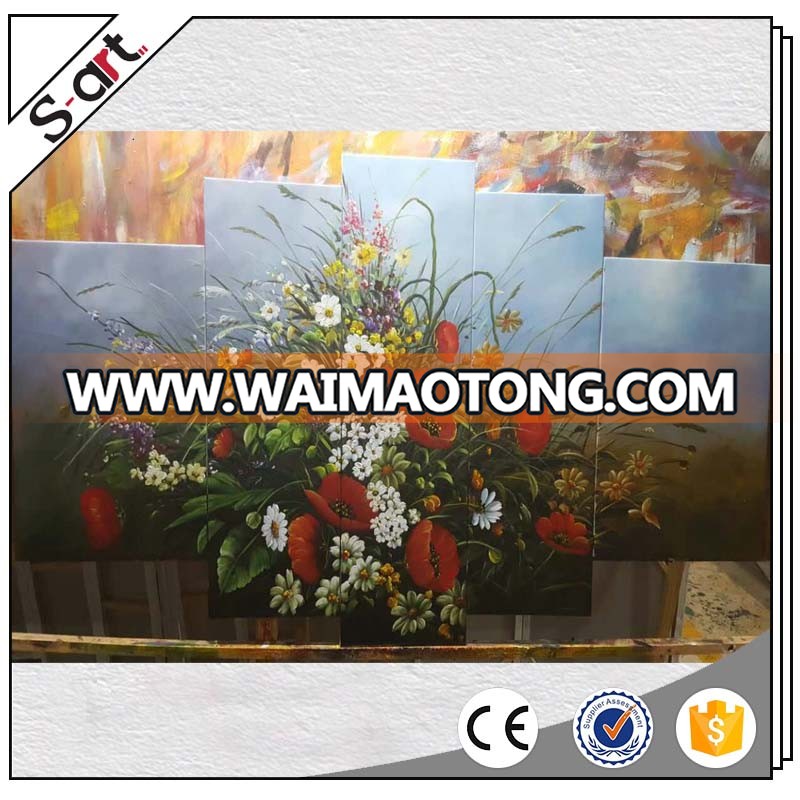 Heavy texture andpainted art floral canvas oil painting