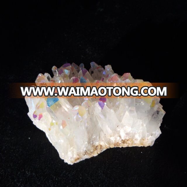 Natural Electroplate Colorful Aura Quartz Crystal Cluster White Quartz Cluster For Decoration