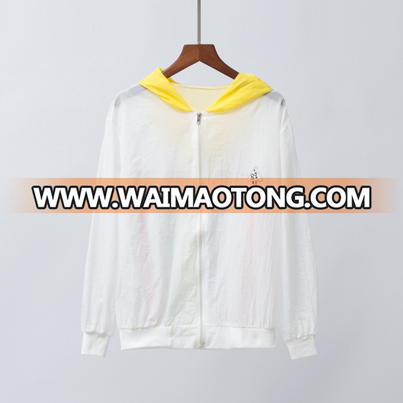 Summer Female Thin Stripe Short Thin Coat Jacket Baseball Uniform Air Conditioning Cardigan Printing Sunscreen Clothing