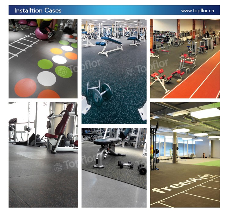 Gym rubber floor anti slip mat interlocking gym floor