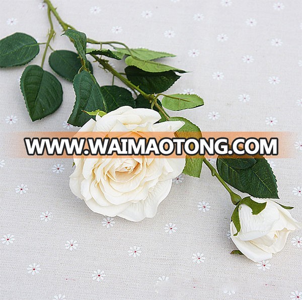 Best selling silk 2 heads artificial rose flower for wedding