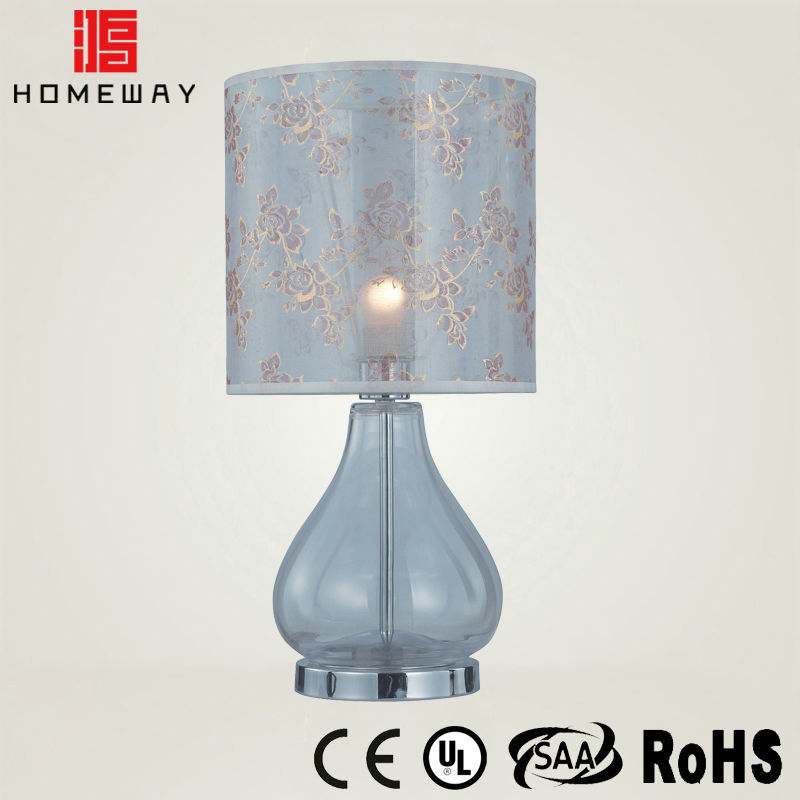 Top selling ROHS metal with chrome and black cloth shade table lamp for hotel