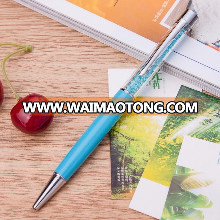 crystal metal body promotional advertising ballpoint pen business signature with crystal on top ball pen