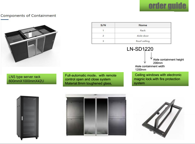 data center container high density automatic cold aisle containment cabinet 19'' installation data center rack system