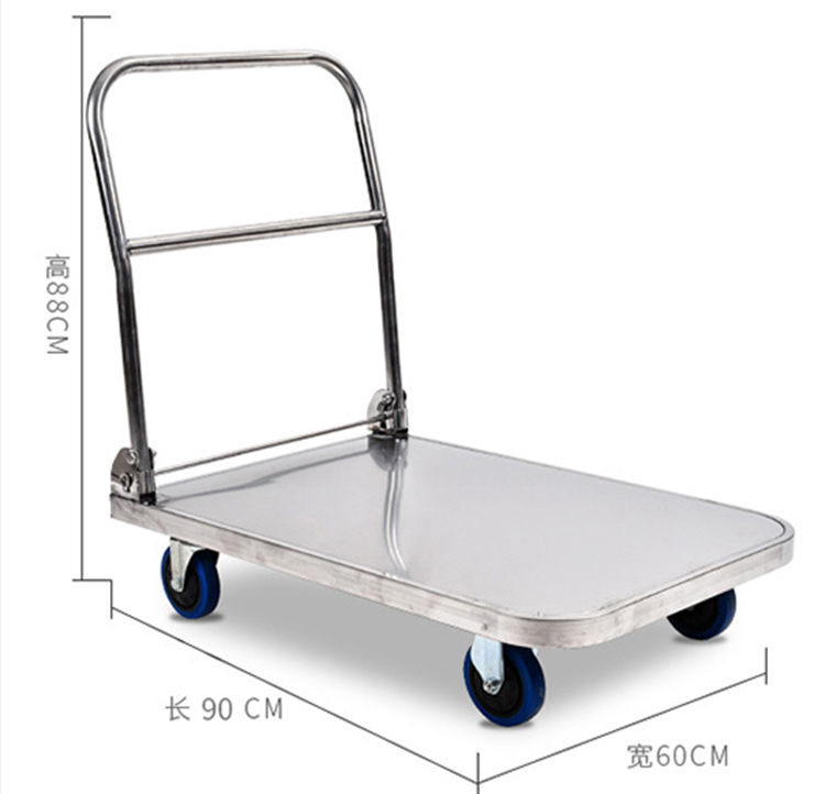 Four wheel stainless steel folding handle platform trucks capacity 150kg 300kg