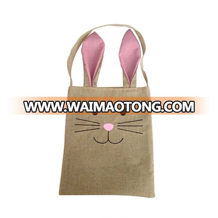 Shangyi cheap price burlap storage Easter bunny bag with rabbit ear