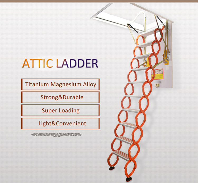 Black Titanium Magnesium Alloy Household Retractable Ladder For Loft