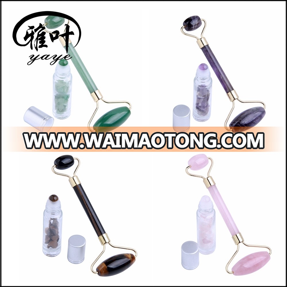 New! Different Style Wholesale Handheld Rose Quartz Facial Massage Jade Roller