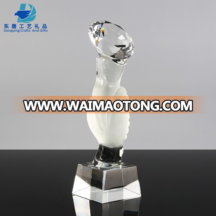 Factory Sale Diamond Blank Crystal Trophy for Customer LOGO Engraving