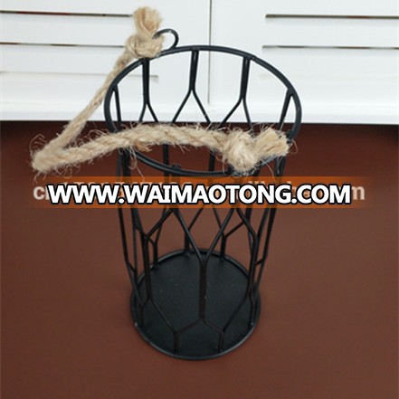 Decorative cheap iron black hanging candle holder for wedding favors