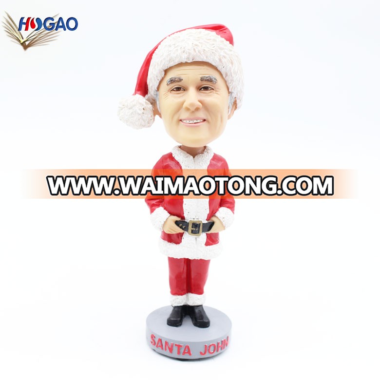 Inge Resin Santa Bobble-Head German Resin Christmas Ornament Gift Box