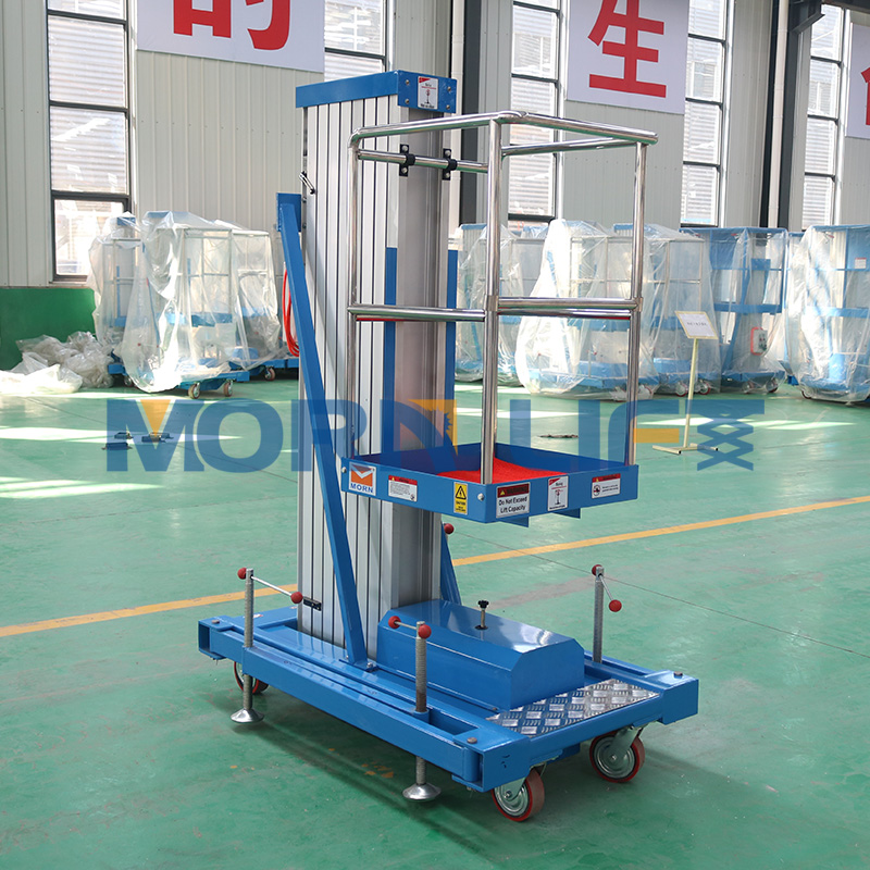 Vertical aluminum alloy mast hydraulic lifting mobile one man lift