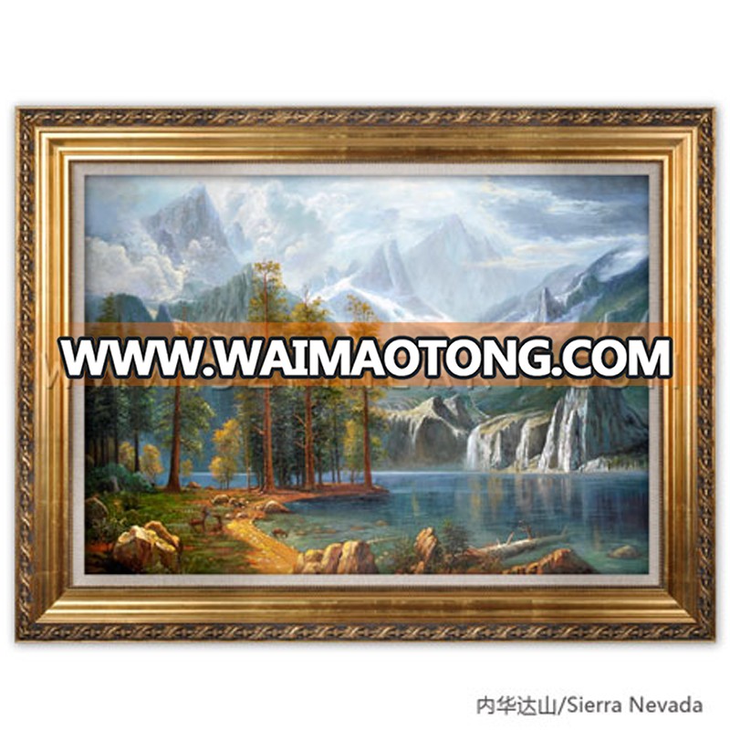 100% Handmade Impression Landscape Oil Painting Canvas Reproduction of lbert Bierstadt Sierra Nevada