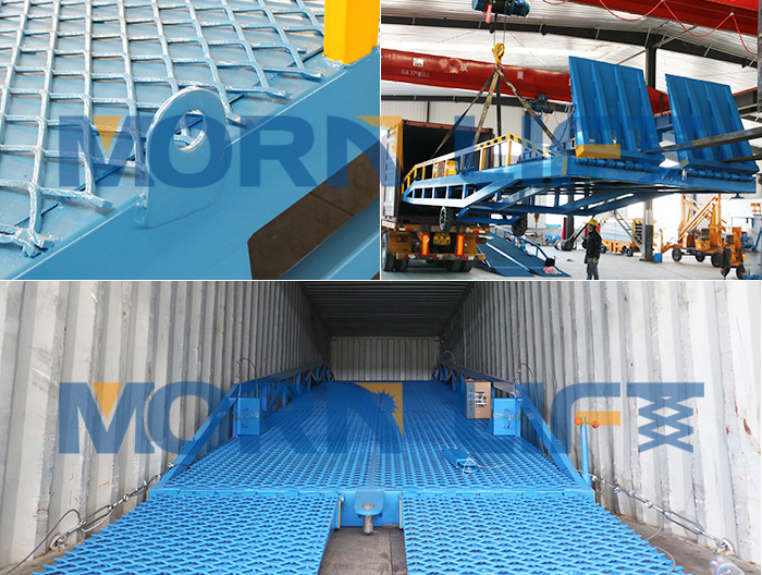 Forklift loading truck ramp for shipping container