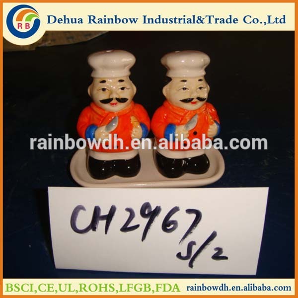 Color drawing cooker shape ceramic salt and pepper shaker