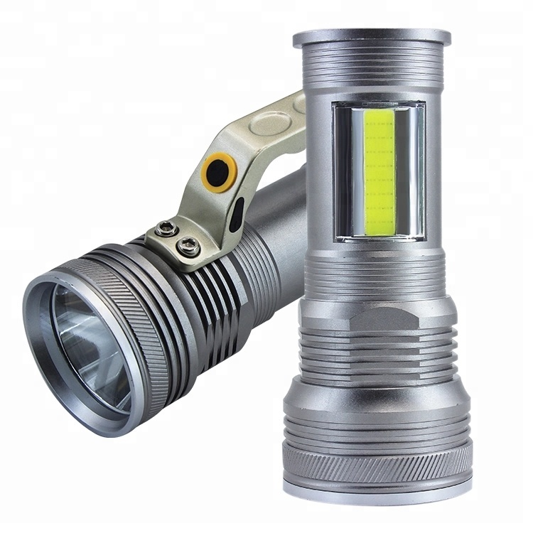 Super bright magnet aluminum handle flashlight with side COB