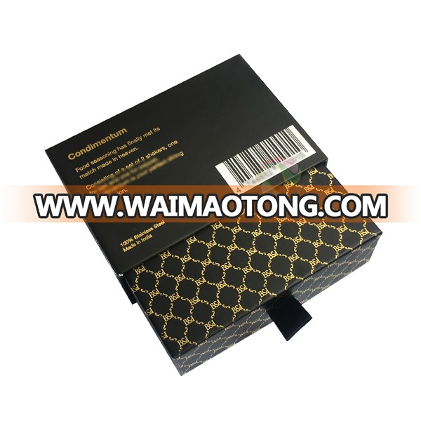 High Quality Black Custom LOGO Jewelry Gift Paper Sliding Drawer Cardboard Box