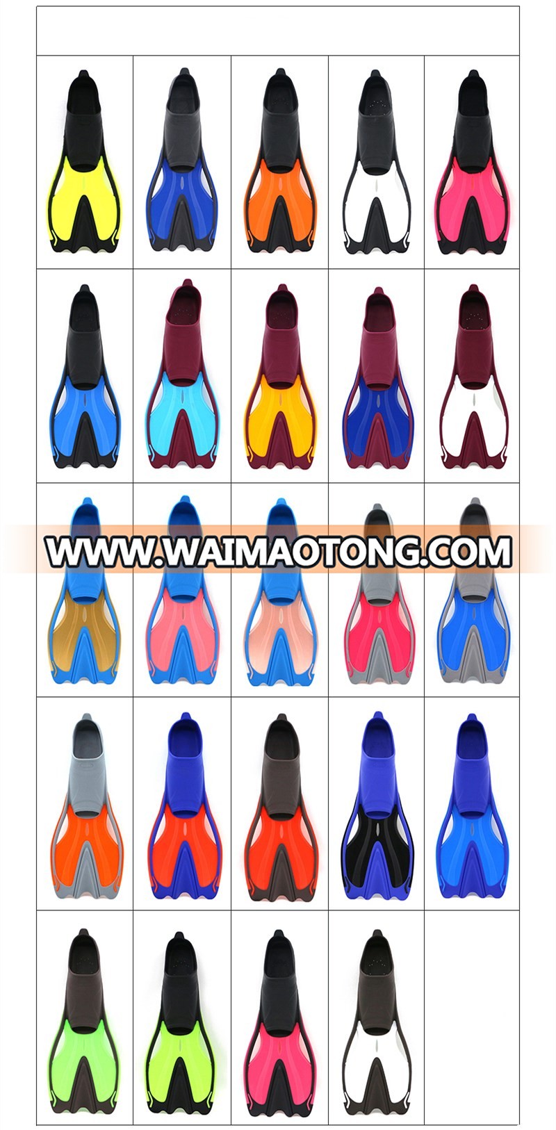 Adult Multicolor Lightweight TPR Black Rubber Swimming Snorkeling Diving Fins