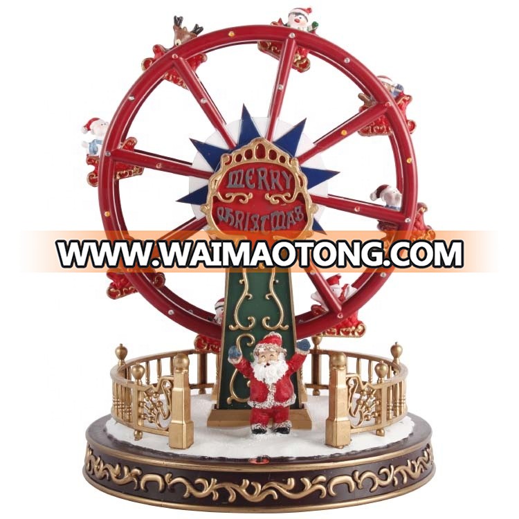 Wholesale natal 2019 plastic craft led animated ferris wheel music box