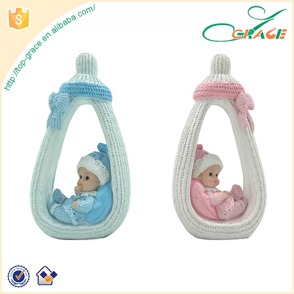 Cute Polyresin Nursing Bottle Figurine Baby Shower Souvenirs For Decor