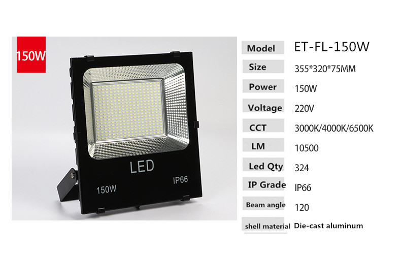 Led Floodlight 50W 100W 150W 200W Outdoor Spotlight Flood Light AC 220V Waterproof IP66 Professional Lighting Lamp