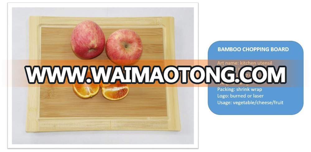 Eco-friendly rectangular kitchen bamboo chopping board set