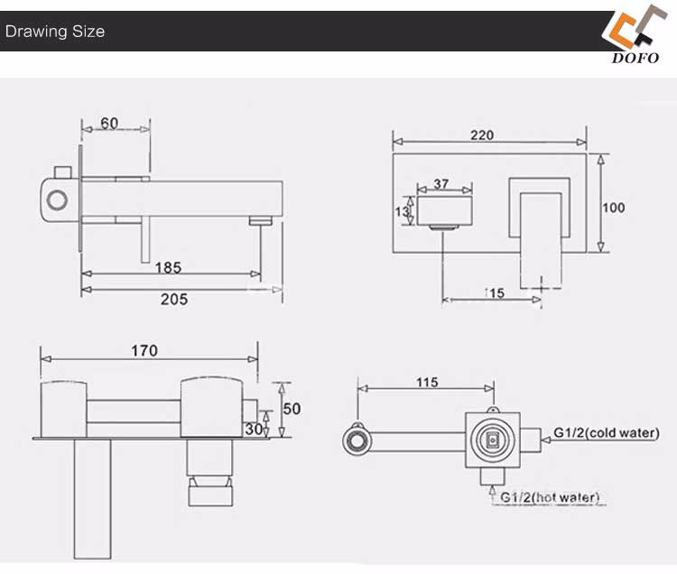 wholesale price wall mounted 2pieces sink faucet with mixer hot cold water