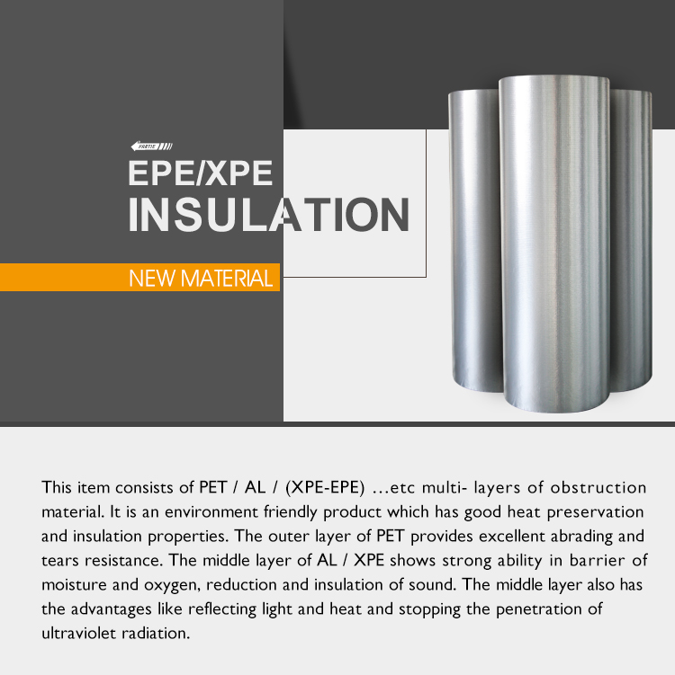 XPE foam tube heat insulation preservation materials with embossed aluminum foil