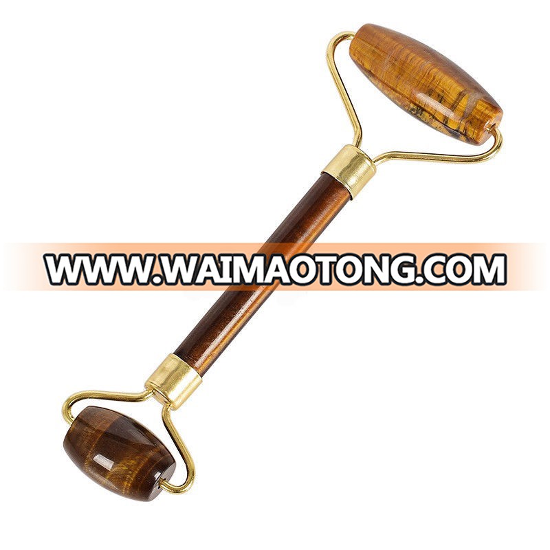 Natural Tiger Eye Jade Face Massage Roller Facial Massager Welded Crystal Roller