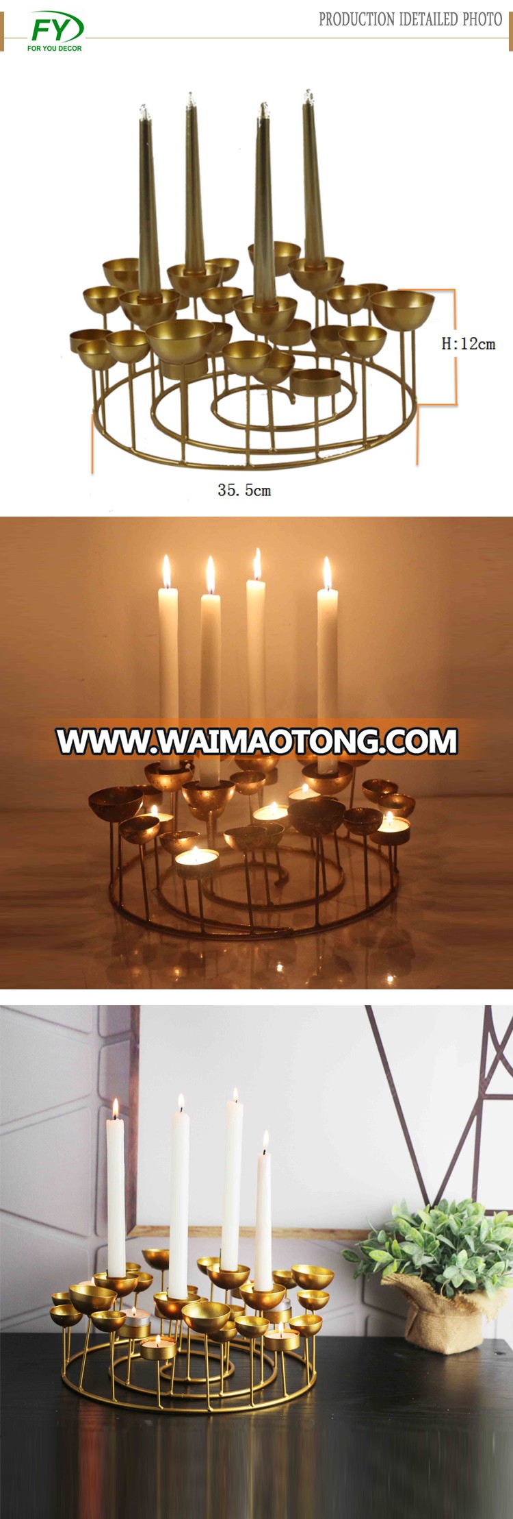 Religious table brass candle holder with 7 tealight holder for wedding and home derocations