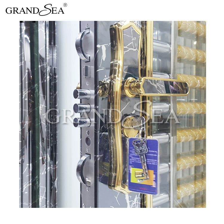 stainless steel security door design with natura stone stone finish  fire proof stainless steel door