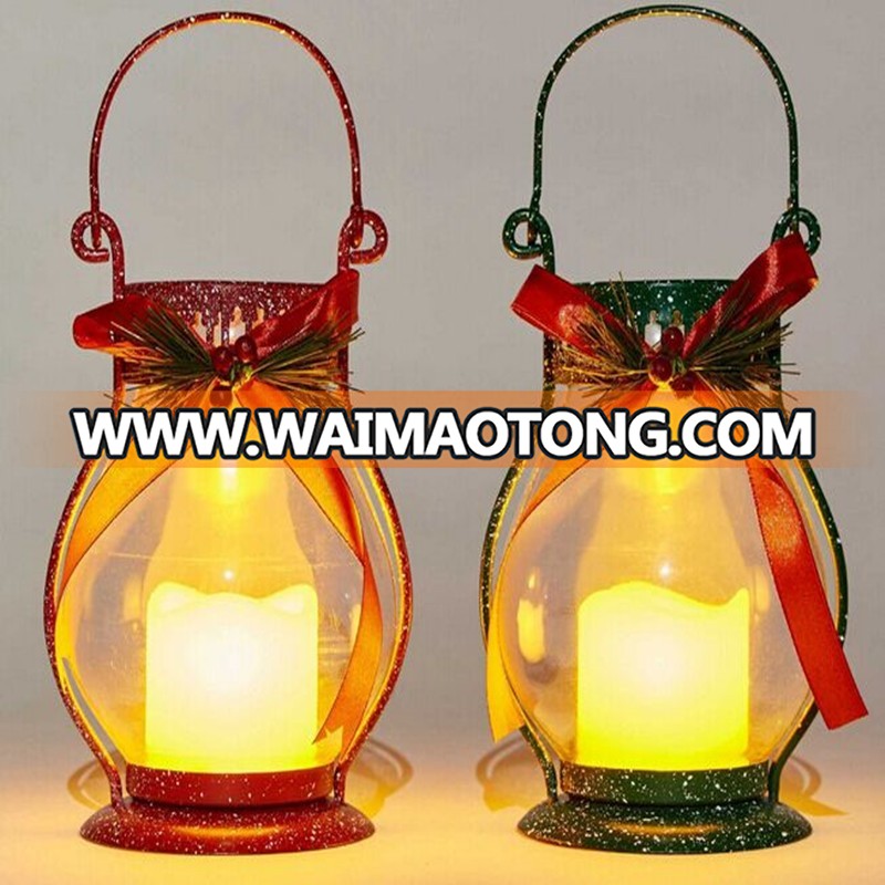 Glass Metal Iron LED Lantern candle