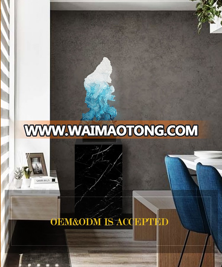 Fancy look Clear blue resin abstract craft sculpture modern home hotel lobby decoration